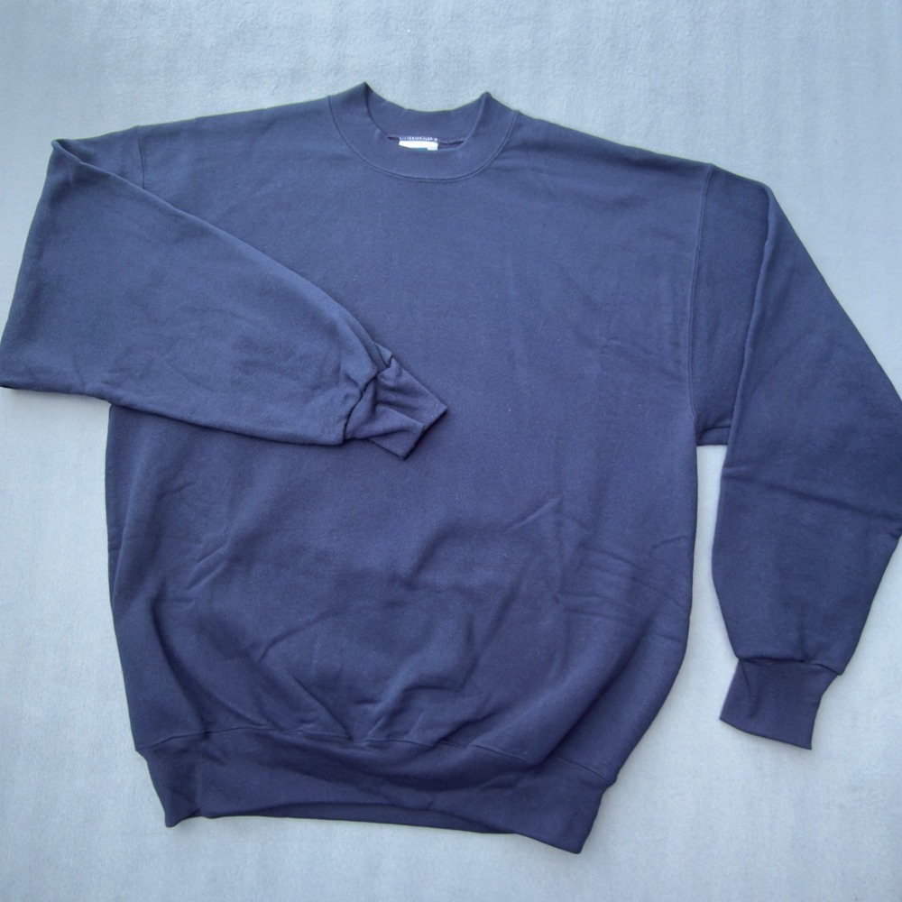 Vintage Rugged Sweats Mens Navy Blue Crewneck Sweatshirt Large Made in USA